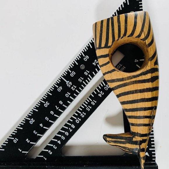 Wooden Carved Safari Animals Napkin Rings 4 Holder Zebra Leopard Tiger Elephant - Picture 13 of 16